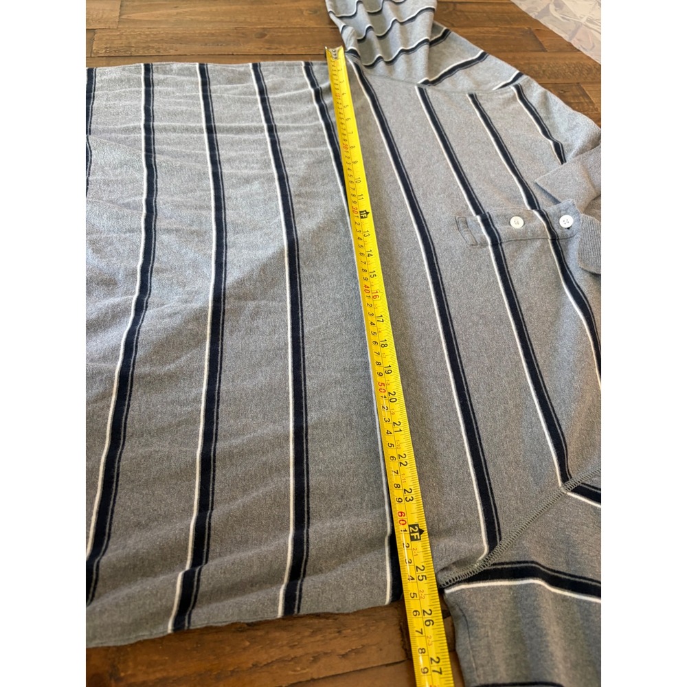 Sonoma Life Style Mens XLT Gray Striped Long Sleeve Rugby Polo Shirt Cotton - Picture 5 of 8